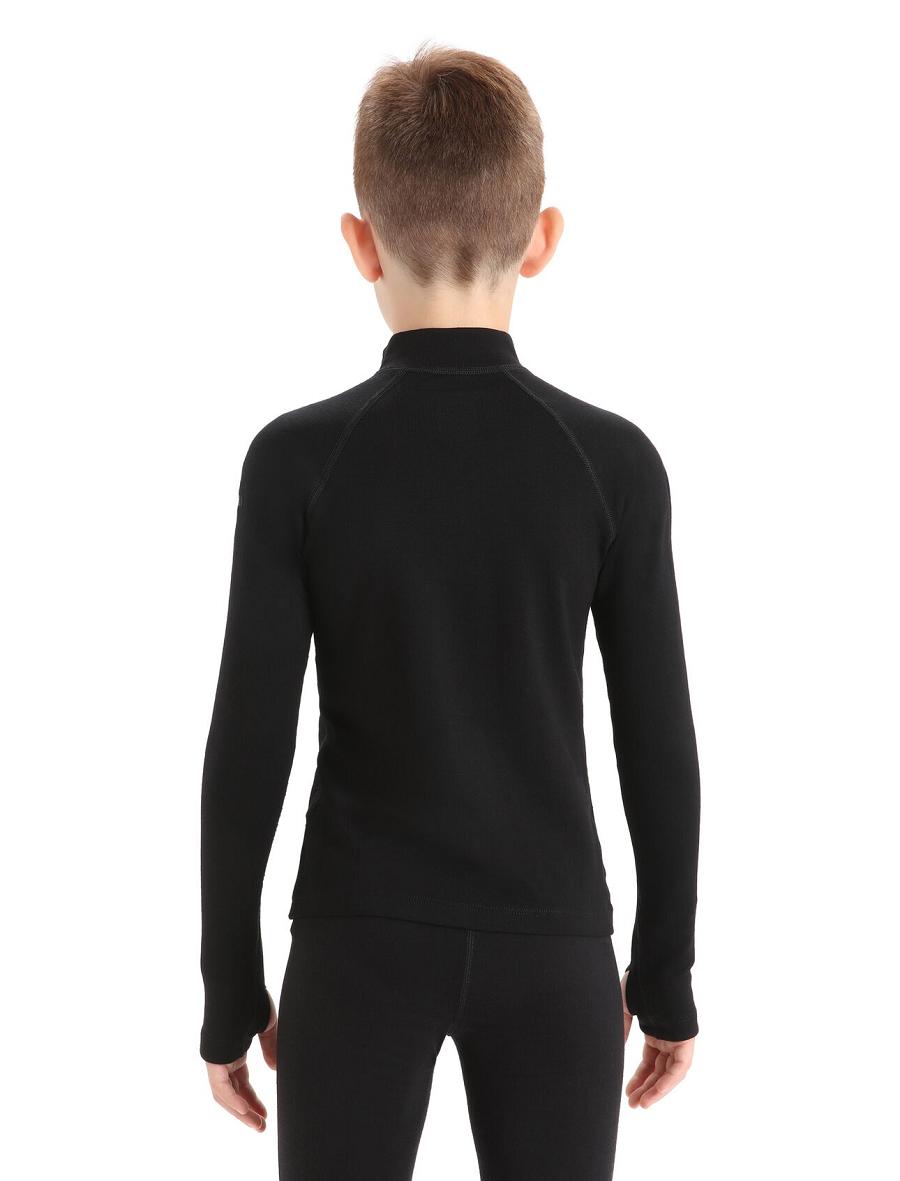 Black Icebreaker Merino 260 Tech Half Zip Thermal Top Kids' Long Sleeve | AU 1941FDNM